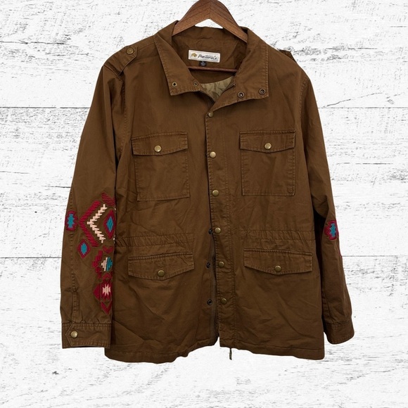 Montanaco Jackets & Blazers - Montana Co Women's Brown Military Jacket with Embroidered Accents